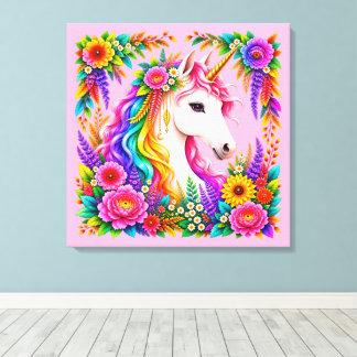 Lienzo Fantasia Mágica Unicornio Arcoíris