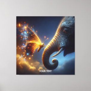 Lienzo Fantasía Mariposa Cuta Elefante Bebé