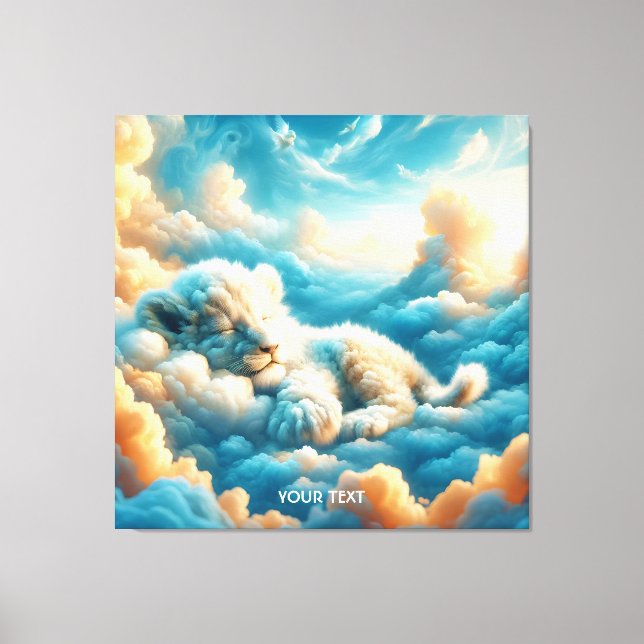 Lienzo Fantasía Nubes Cute Bebé León (Anverso)