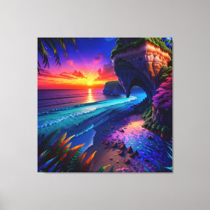 Lienzo Fantasía Playa Tropical Cuatro