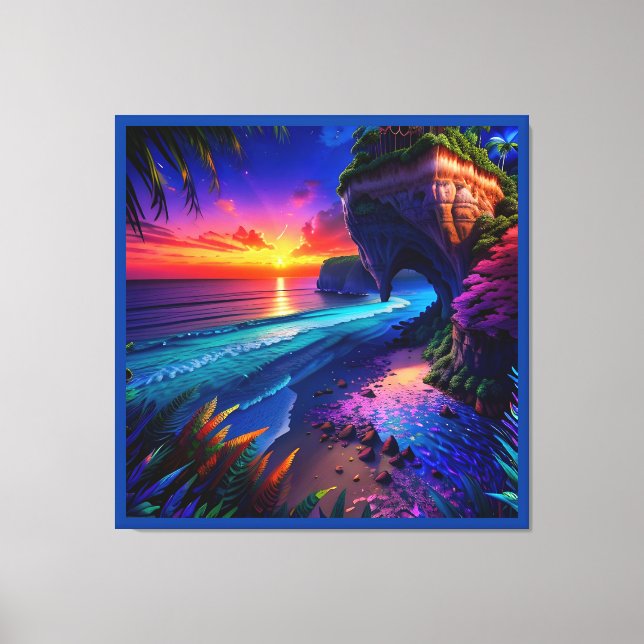 Lienzo Fantasía Playa Tropical Cuatro (Anverso)