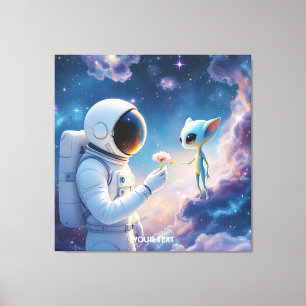 Lienzo Fantasía suave astronauta flor espacial