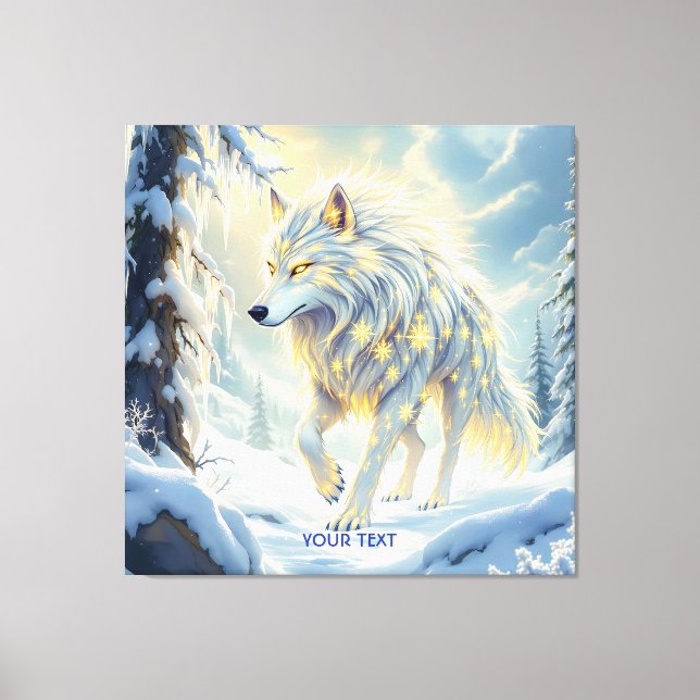 Lienzo Fantasía suave invierno de Lobo Blanco (Anverso)