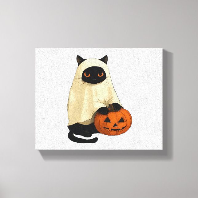 Lienzo Fantasma de gato negro con camiseta esencial de ca (Anverso)