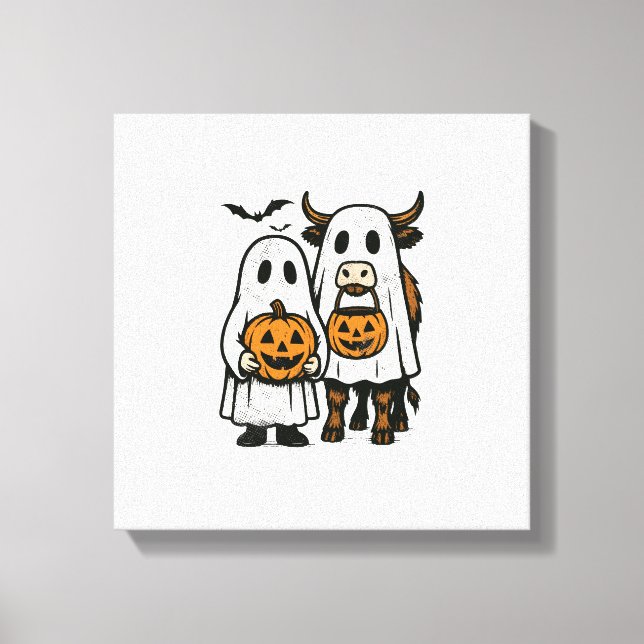 Lienzo Fantasma de Halloween de vaca de las Tierras Altas (Anverso)
