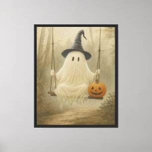 Lienzo Fantasma de Halloween en la flor