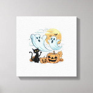 Lienzo Fantasma Divertido & Gato Negro Perezoso Halloween