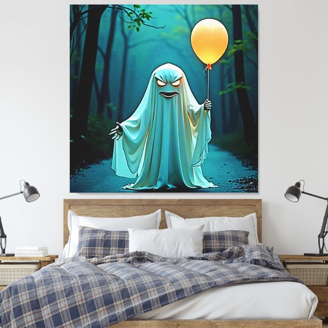 Lienzo Fantasma fantasmal con globo espeluznante (Insitu(Dormitorio))