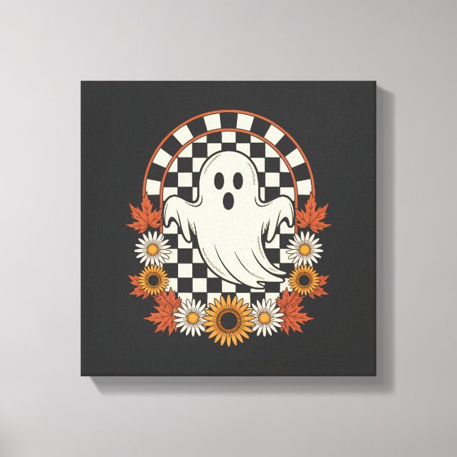 Lienzo Fantasma Floral Otoño Boho Halloween (Anverso)