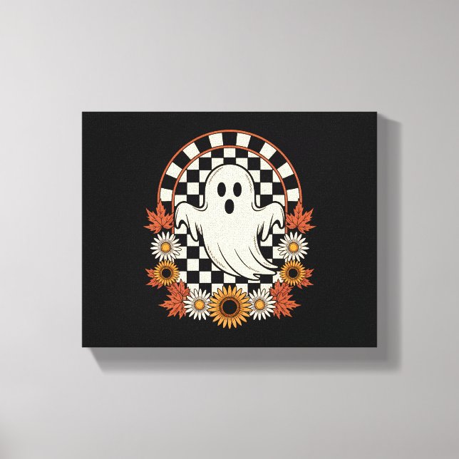 Lienzo Fantasma Floral Otoño Boho Halloween (Anverso)