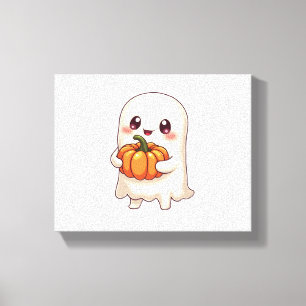Lienzo Fantasma lindo con calabaza - Halloween divertida