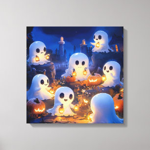 Lienzo Fantasmagóricos faroles de calabaza de Halloween N