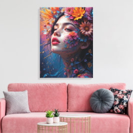Lienzo Fantástica hermosa hada princesa de flores colorid