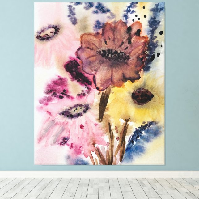 Lienzo Fantastical Florals Original Watercolour (Insitu (piso de madera))