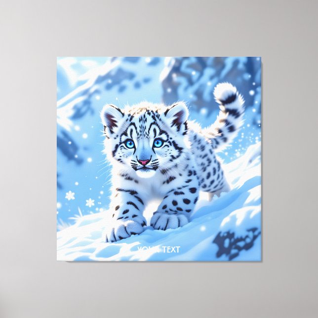 Lienzo Fantástico Cute Snow Baby Leopardo (Anverso)