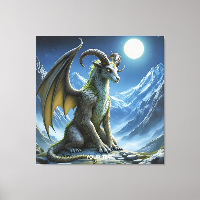 Lienzo Fantástico Dragón de Carnero Mítico Lindo (Anverso)
