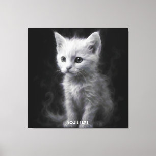Lienzo Fantástico Gatito Blanco Humeante Lindo