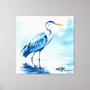 Lienzo Fantasy Cuidad de pájaro azul acuática