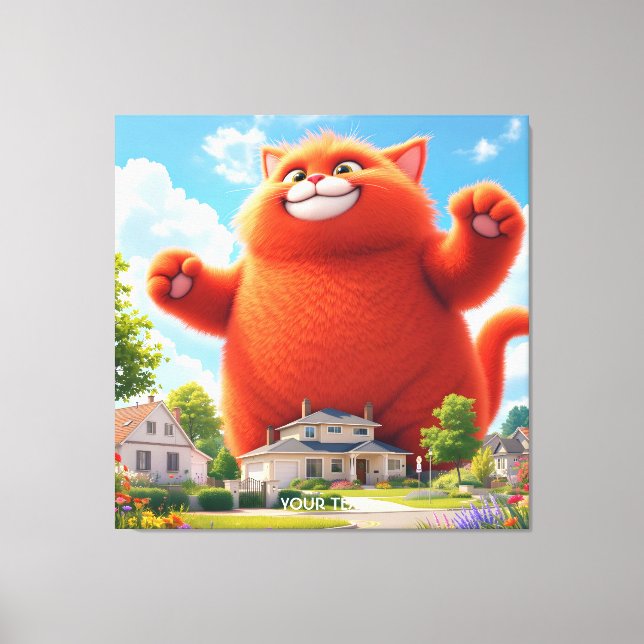Lienzo Fantasy Cute Big Naranja Cat (Anverso)