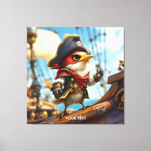 Lienzo Fantasy Cute Bird Captain Pirate