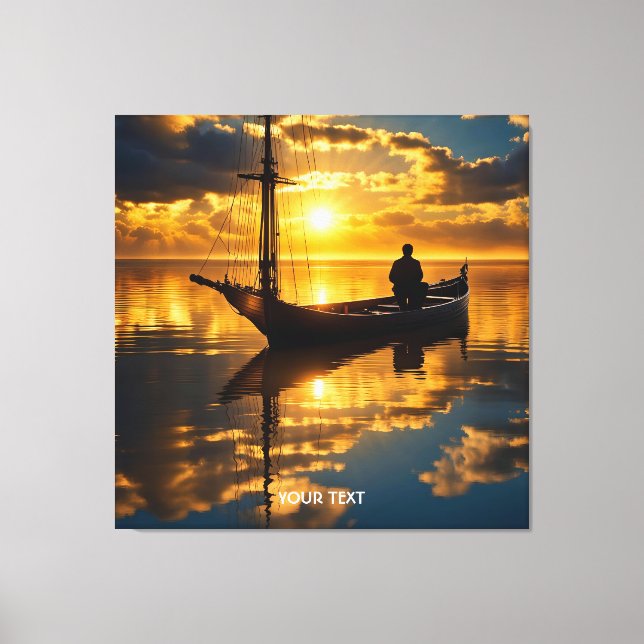 Lienzo Fantasy Cute Bote Sunset Sea (Anverso)