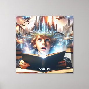 Lienzo Fantasy Cute Boy City Book