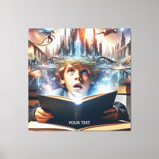 Lienzo Fantasy Cute Boy City Book (Anverso)