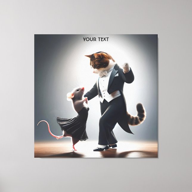 Lienzo Fantasy Cute Cat Mouse Tango (Anverso)