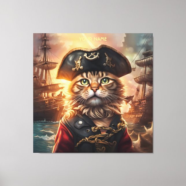 Lienzo Fantasy Cute Cat Pirate Gorra (Anverso)