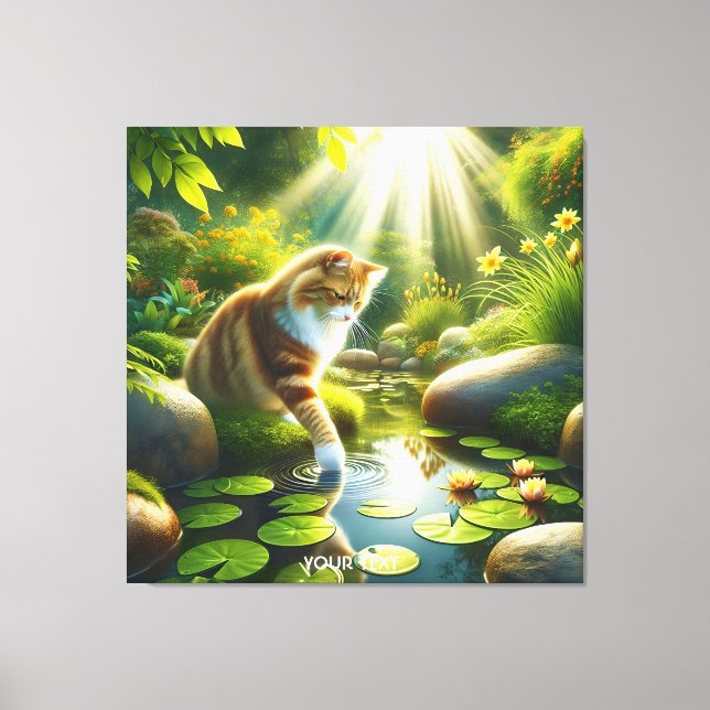 Lienzo Fantasy Cute Cat River Trees (Anverso)