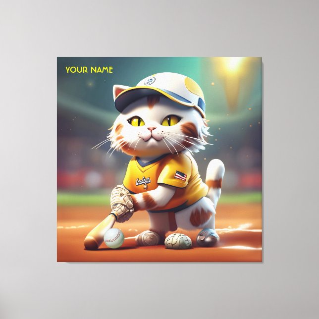 Lienzo Fantasy Cute Cat Softball Uniforme (Anverso)