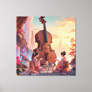 Lienzo Fantasy Cute Chicas de violín té