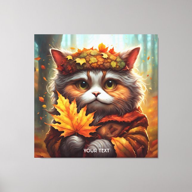 Lienzo Fantasy Cute Creature Leaf Otoño (Anverso)