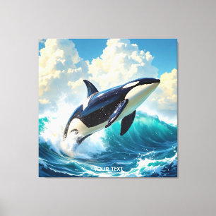 Lienzo Fantasy Cute Dolphin Sea Clouds