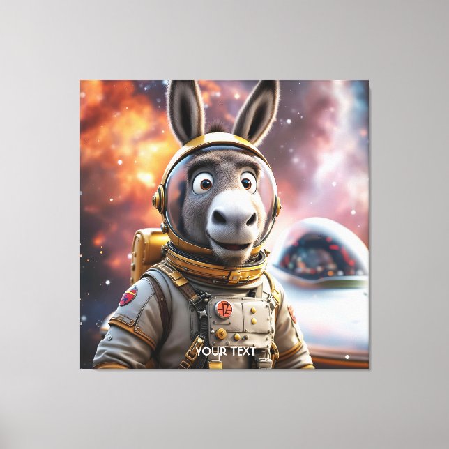 Lienzo Fantasy Cute Donkey Astronauta (Anverso)