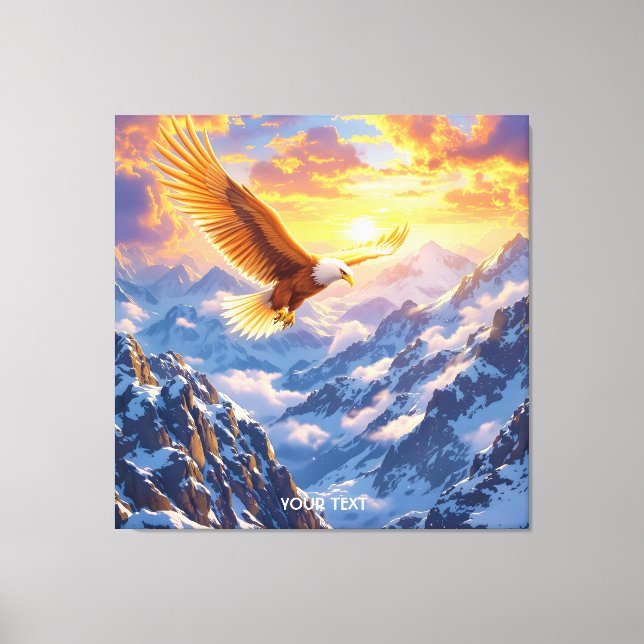 Lienzo Fantasy Cute Eagle Mountains Sunrise (Anverso)