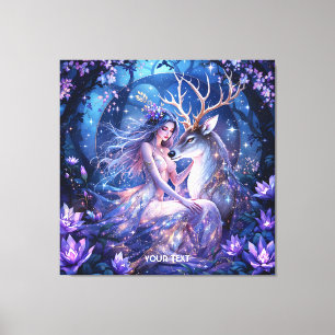 Lienzo Fantasy Cute Forest Deer Chica