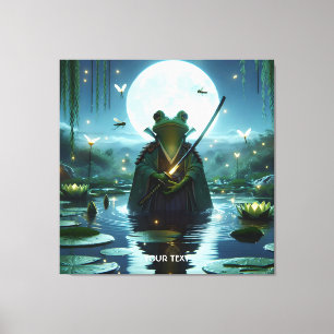 Lienzo Fantasy Cute Frog Samurai Katana
