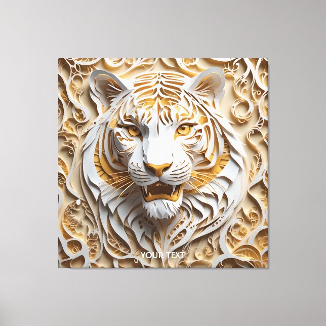 Lienzo Fantasy Cute Kirigami Tiger White (Anverso)