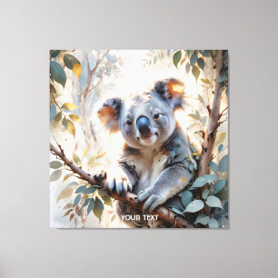 Lienzo Fantasy Cute Koala Tree Watercolor