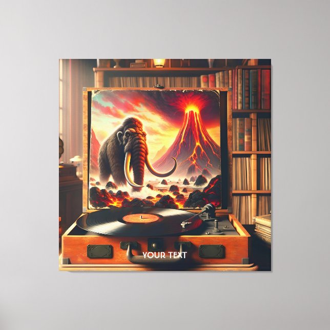 Lienzo Fantasy Cute Mammoth Vinyl Player (Anverso)