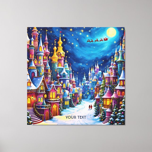 Lienzo Fantasy Cute Navidades Eve Town (Anverso)