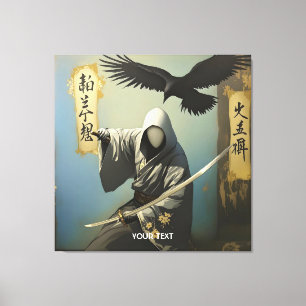 Lienzo Fantasy Cute Samurai Katana Mask