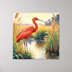 Lienzo Fantasy Cute Scarlet Ibis por la noche