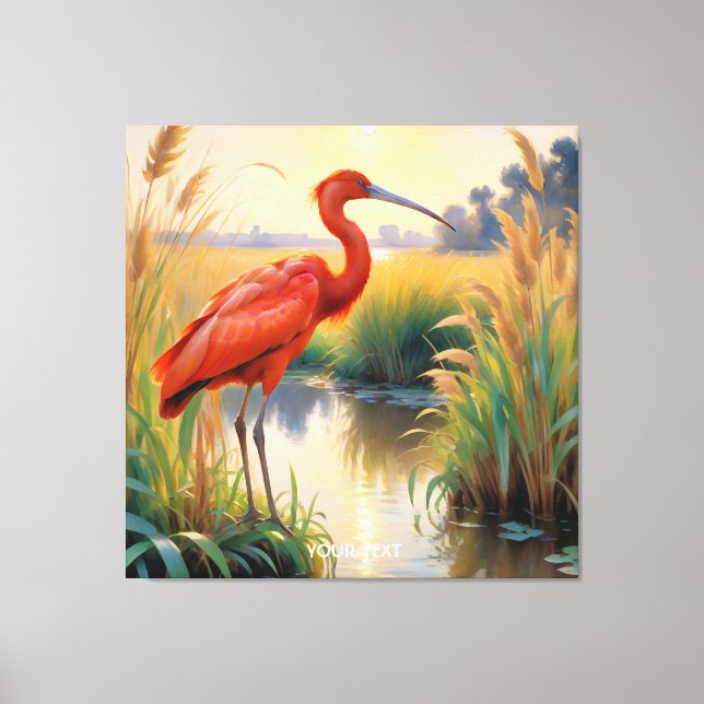 Lienzo Fantasy Cute Scarlet Ibis por la noche (Anverso)