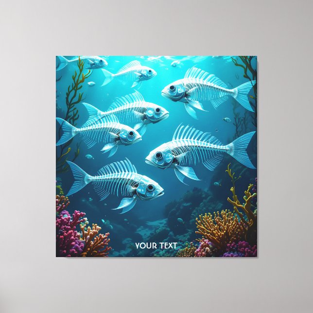 Lienzo Fantasy Cute Skeleton Fish School (Anverso)