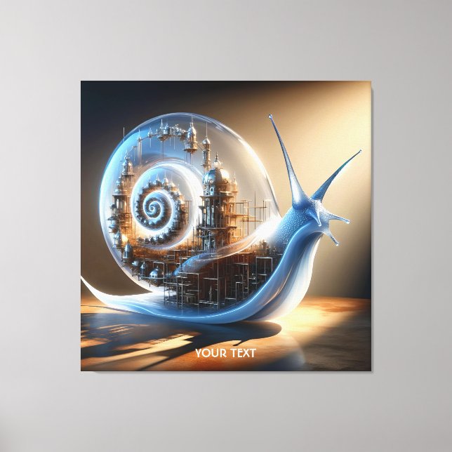 Lienzo Fantasy Cute Snail Steampunk City (Anverso)