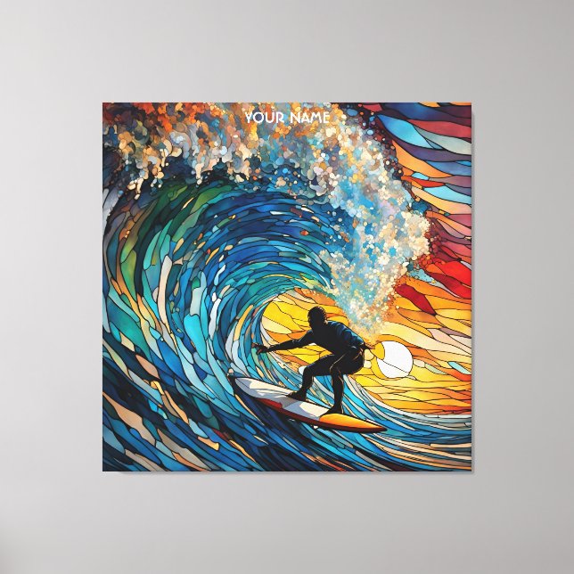 Lienzo Fantasy Cute Stained Glass Surfer (Anverso)