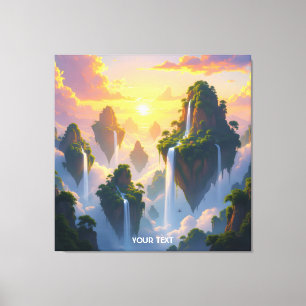 Lienzo Fantasy Cute Sunset Islands Waterfalls