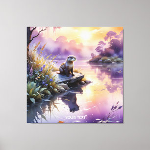 Lienzo Fantasy Cute Sunset Purple Lake
